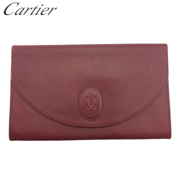 【百貨店SALE★最大限度50％OFF】カルティエ CARTIER クラッチペダル御徒面子 帆檣伝達ルート ボルドーワイン レディース 中古 ブランド名 ご機嫌ブランド名 ヴィンテージ