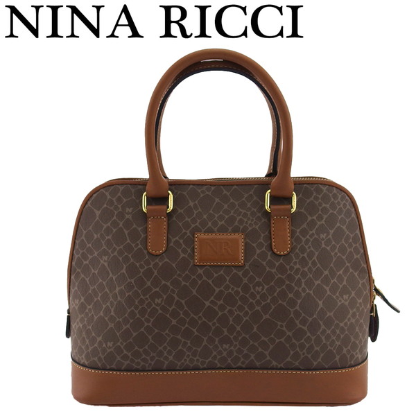 【お買い物マラソン★30％OFFクーポン】ニナリッチ NINA RICCI ハンドバッグ ヌーボー柄 ダークブラウン×ブラウン レディース 中古 ブランド ハイブランド ヴィンテージ