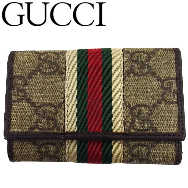 【決算前SALE★50％OFF引き換え証】グッチ GUCCI 足懸かり入れもの GG柄×シェリー酒 ベージュ×赤銅色×シェリー酒生産ライン（緑であること×赤いこと） レディース 中古 ブランド名 御機嫌ブランド名 ヴィンテージ