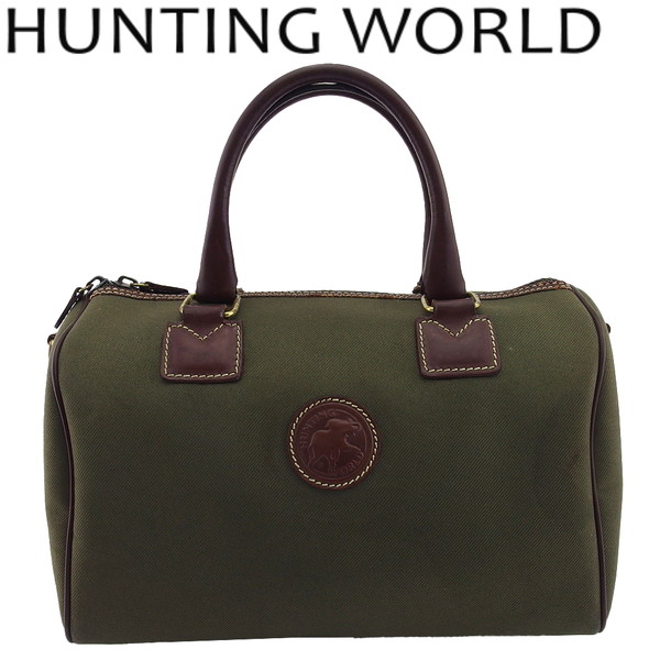 【お買い物マラソン★30％OFFクーポン】ハンティングワールド HUNTING WORLD ハンドバッグ カーキ&times;ブラウン レディース 中古 ブランド ハイブランド ヴィンテージ｜ブランドデポ