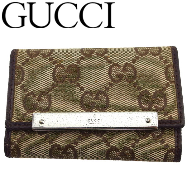 【決算前SALE★50％OFFクーポン】グッチ GUCCI キーケース GG柄 ベージュ×ダークブラウンド レディース 中古 ブランド ハイブランド ヴィンテージ