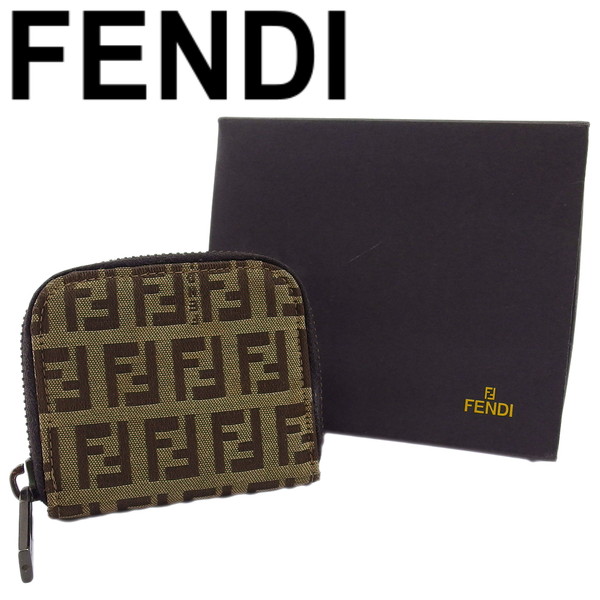 【極美品】FENDI　フェンディ　がま口財布　コインケース　小銭入れ　ズッカ柄 極美品】FENDI フェンディ がま口財布 コインケース 小銭入れ