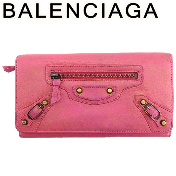【Fashion Special Fair★24％OFFクーポン】バレンシアガ BALENCIAGA 長財布 ピンク レディース 中古 ブランド ハイブランド ヴィンテージ