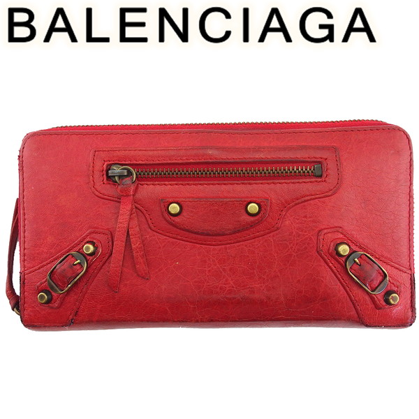 【Fashion Special Fair★24％OFFクーポン】バレンシアガ BALENCIAGA 長財布 レッド レディース 中古 ブランド ハイブランド ヴィンテージ