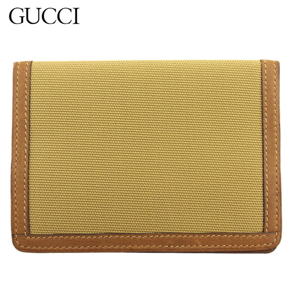 【お買い物マラソン★30％OFFクーポン】グッチ GUCCI カードケース ベージュ×キャメル レディース 中古 ブランド ハイブランド ヴィンテージ