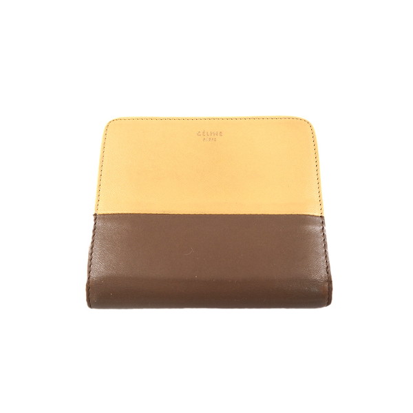 【お買い物マラソン★30％OFFクーポン】セリーヌ CELINE 二つ折り財布 バイカラー イエロー ブラウン レディース 中古 ブランド ハイブランド ヴィンテージ｜ブランドデポ