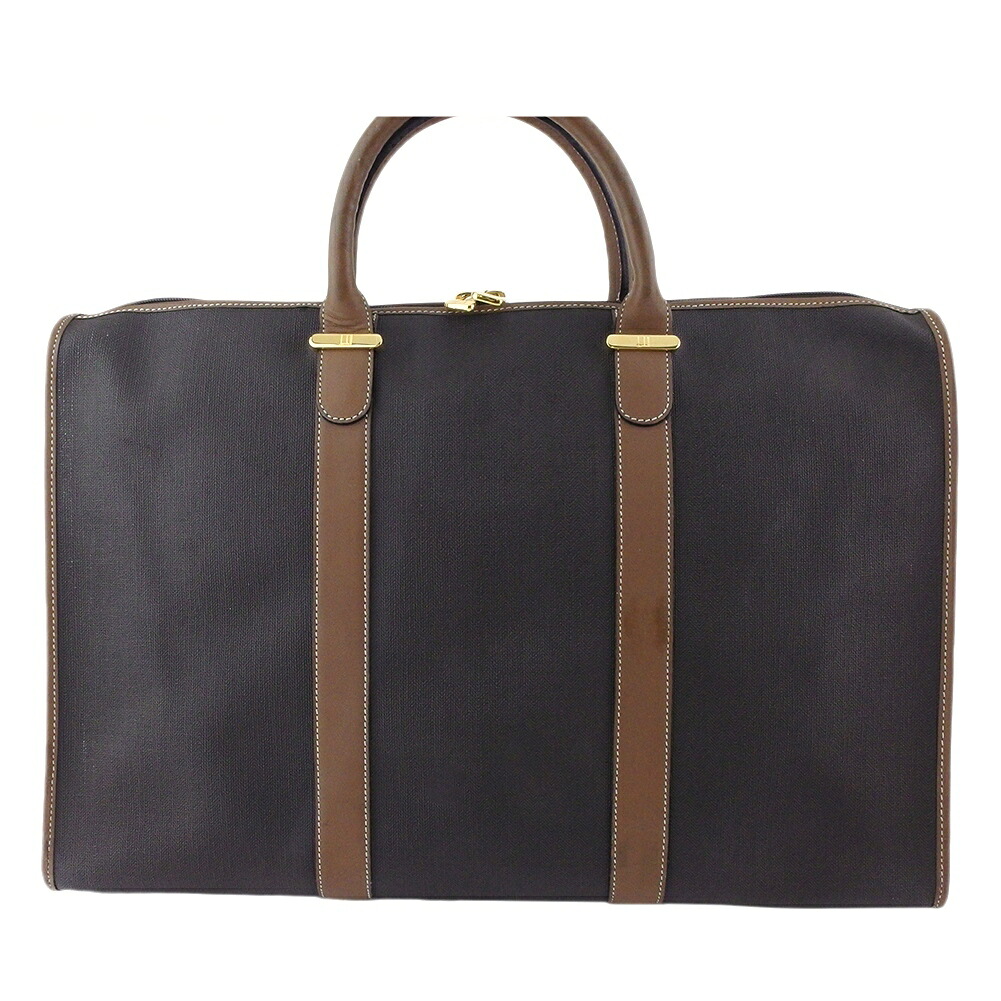 【お買い物マラソン★30％OFFクーポン】ダンヒル Dunhill ボストンバッグ ヘリンボーン ブラック グレー 灰色 ブラウン レディース 中古 ブランド ハイブランド ヴィンテージ