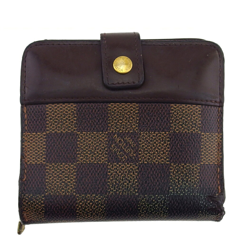 【土日BIG SALE★27％OFF引き換え証】ルイ・ヴィトン 二つ折り紙入れ ダミエ エベヌ レディース 中古 LOUIS VUITTON ブランド名 ご機嫌ブランド名 ヴィンテージ