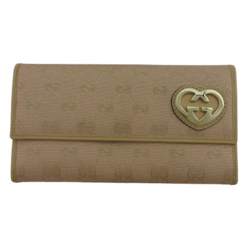 【雨季得SALE★21％OFFクーポン券】グッチ 長紙入れ GG帆布 サクラ色ベージュ レディース 中古 GUCCI ブランド名 ご機嫌ブランド名 ヴィンテージ