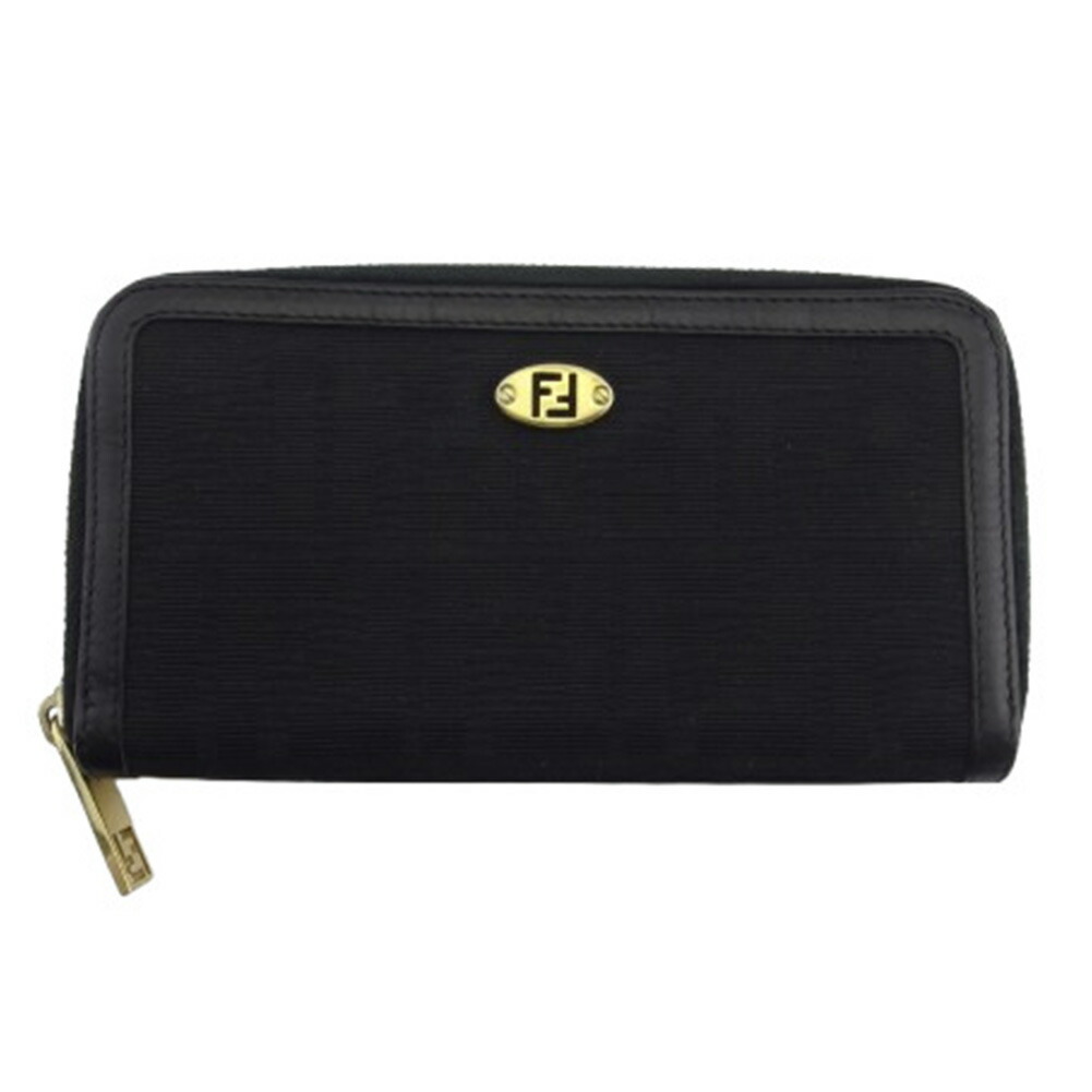 【土日BIG SALE★27％OFF引き換え証】フェンディ 長紙入れ ゴールド金具 黒いこと レディース 中古 FENDI ブランド名 ご機嫌ブランド名 ヴィンテージ