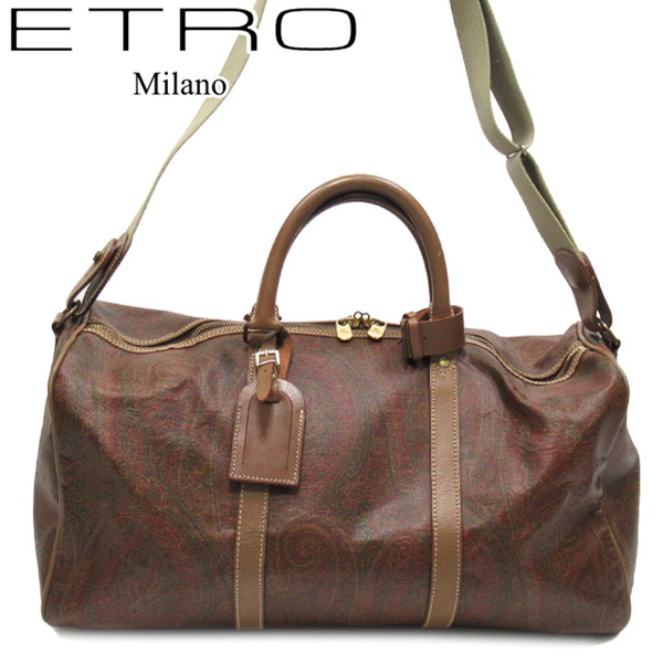エトロ ETRO ペイズリー ハンドバッグ ボストンバッグ レザー ブラウン