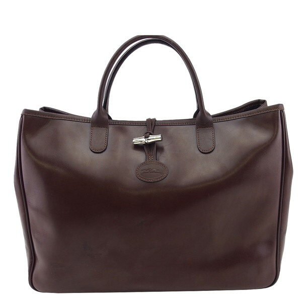 【Fashion Special Fair★29％OFFクーポン】ロンシャン トートバッグ ダークブラウン×シルバー レディース 中古 Longchamp ブランド ハイブランド ヴィンテージ
