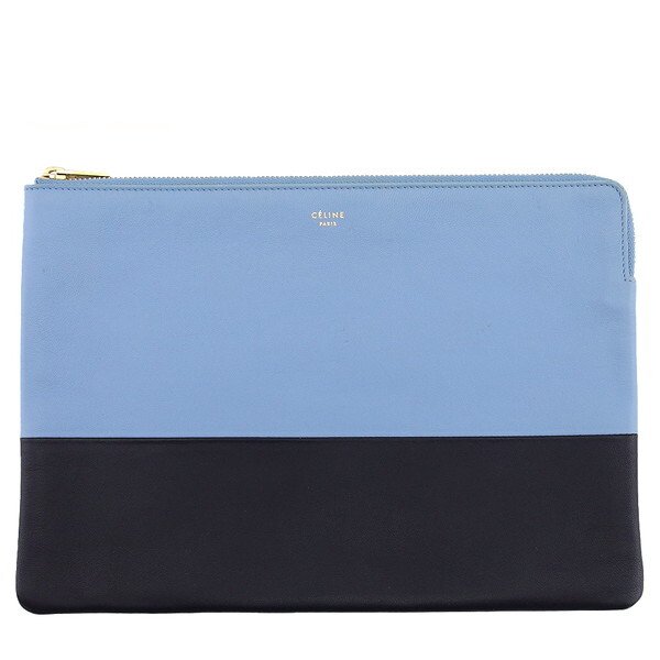 【百貨店SALE★最大限度50％OFF】セリーヌ 合切袋 ともし火青み×黒いこと×ゴールド レディース 中古 CELINE ブランド名 ご機嫌ブランド名 ヴィンテージ