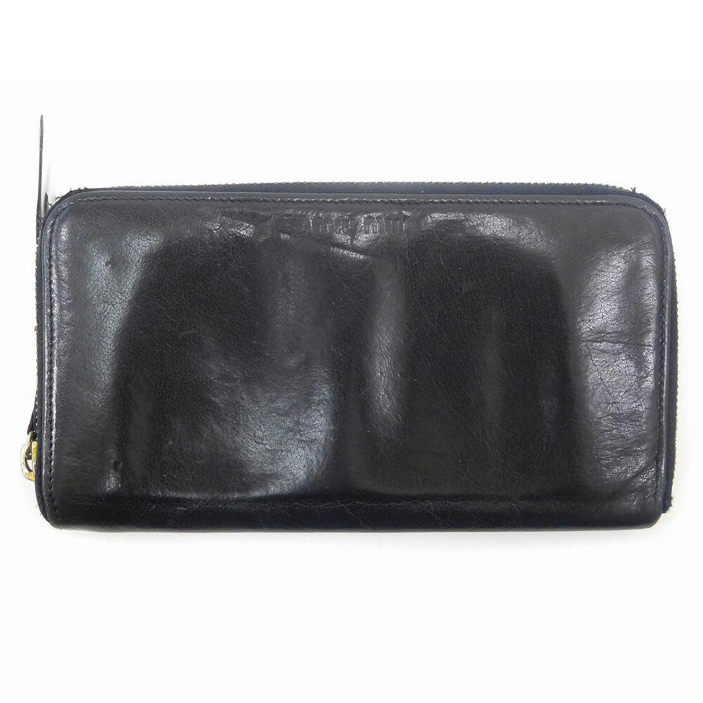 【Fashion Special Fair★24％OFFクーポン】ミュウミュウ 長財布 黒 レディース 中古 MIUMIU ブランド ハイブランド ヴィンテージ