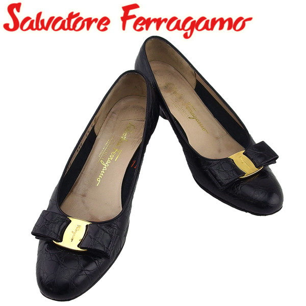【決算前SALE★50％OFFクーポン券】サルヴァトーレフェラガモ Salvatore Ferragamo パンプス ヴァラリボン NERO メンズ 中古 ブランド名 ご機嫌ブランド名 ヴィンテージ