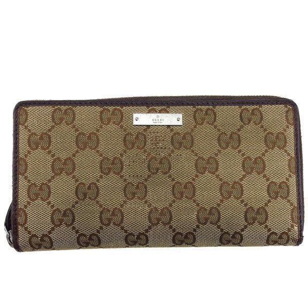 【お買い物マラソン★30％OFFクーポン】グッチ 長財布 GG柄 METAL BAR ベージュ×ダークブラウン レディース 中古 GUCCI ブランド ハイブランド ヴィンテージ 17,493円