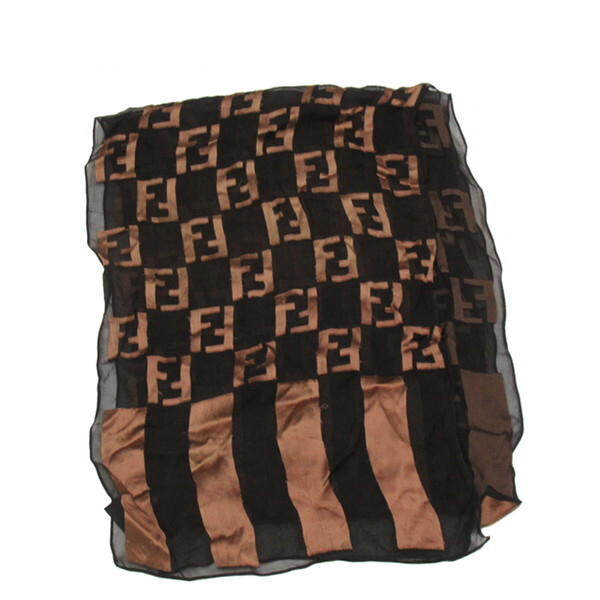 【お買い物マラソン★30％OFFクーポン】フェンディ ストール FF柄 ブラック ベージュ レディース 中古 FENDI ブランド ハイブランド ヴィンテージ
