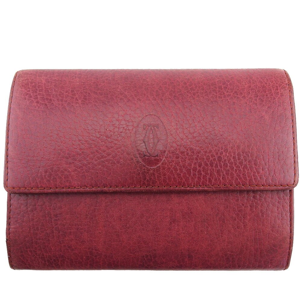 【新生活応援★29％OFFクーポン】カルティエ 二つ折り財布 マストライン ボルドー レディース 中古 CARTIER ブランド ハイブランド ヴィンテージ