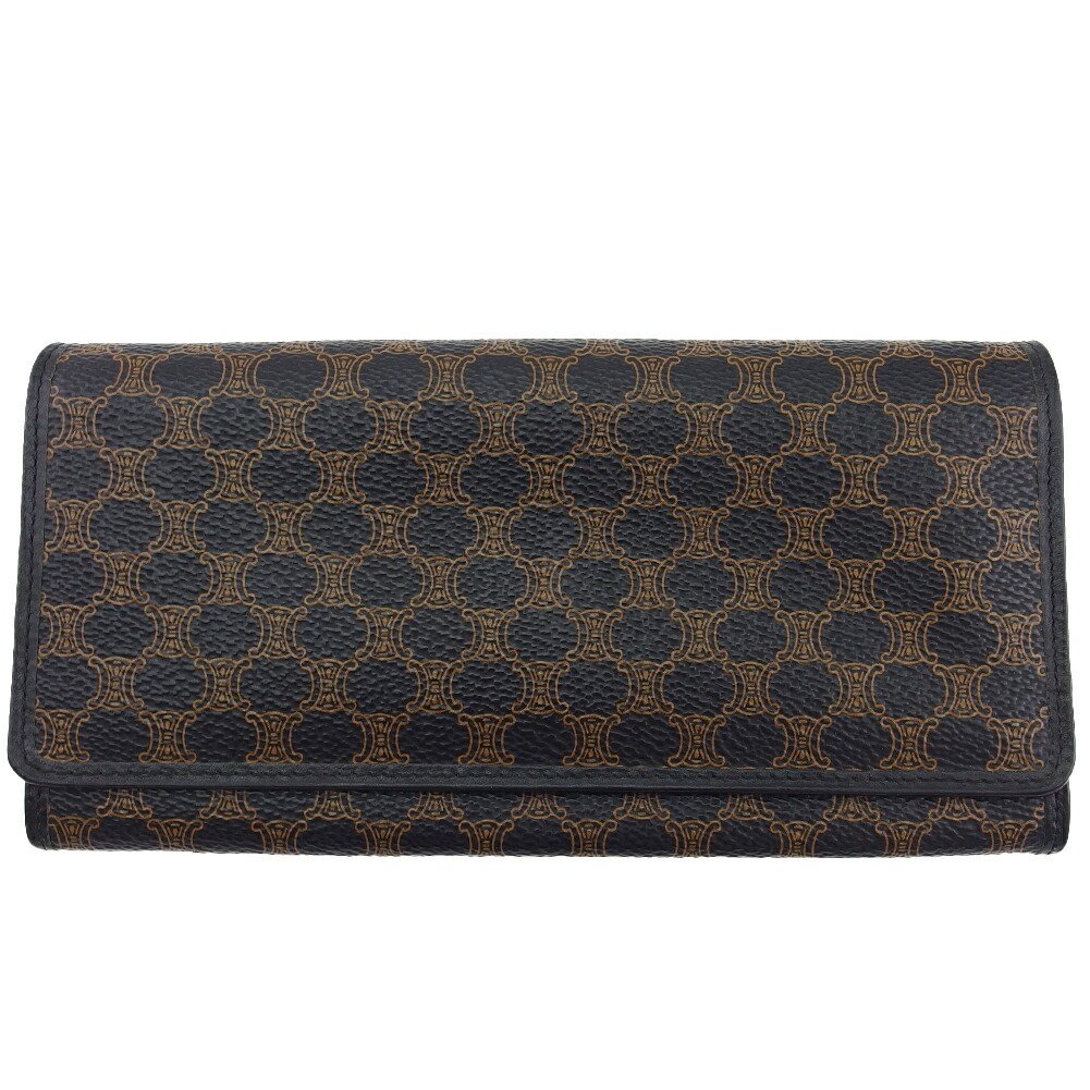 【百貨店SALE★最大限度50％OFF】セリーヌ 長紙入れ マカダム 黒いこと×ベージュ レディース 中古 CELINE ブランド名 ご機嫌ブランド名 ヴィンテージ