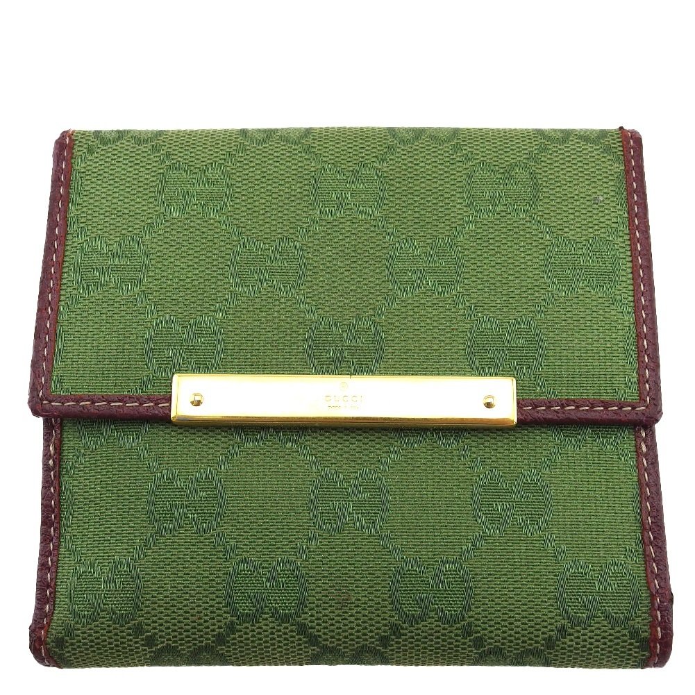 【土日BIG SALE★27％OFF引き換え証】グッチ 二つ折り紙入れ GG柄 フォレストグリーン レディース 中古 GUCCI ブランド名 ご機嫌ブランド名 ヴィンテージ