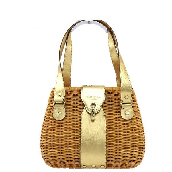【Fashion Special Fair★24％OFFクーポン】ケイトスペード ハンドバッグ ロゴ 内側花柄 ベージュ ゴールド レディース 中古 Kate Spade ブランド ハイブランド ヴィンテージ