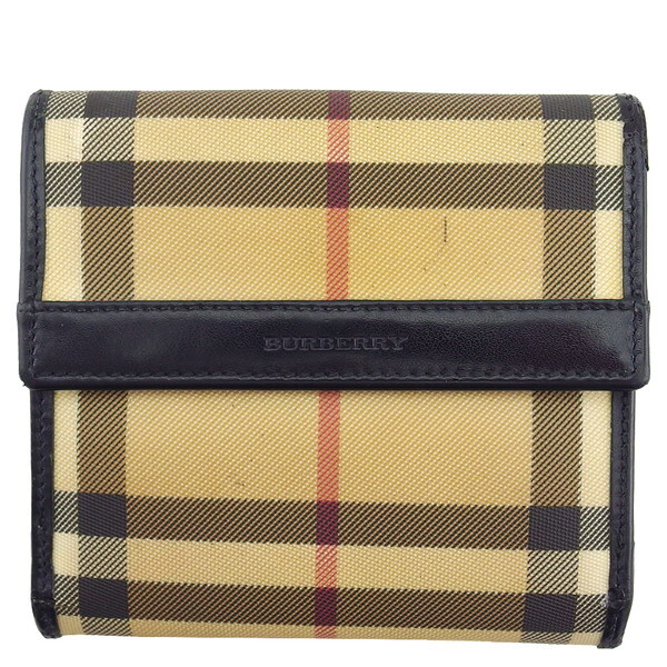 バーバリー　二つ折り財布　PVC　レザー　Wホック　ノバチェック BURBERRY バーバリー ノバチェック 二つ折り財布 Wホック レザー