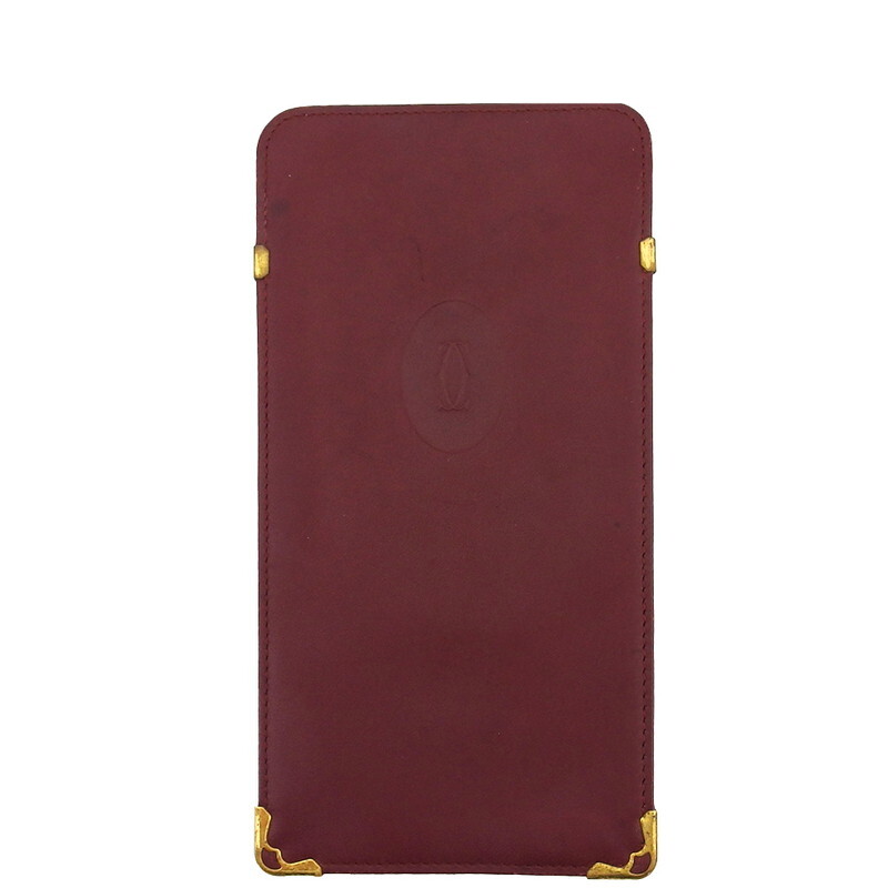 【雨季得SALE★21％OFF引き換え証】カルティエ 眼鏡入れもの 帆柱生産ライン ボルドーワイン×ゴールド レディース 中古 CARTIER ブランド名 御機嫌ブランド名 ヴィンテージ