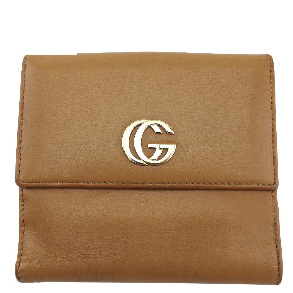 【お買い出しマラソン★30％OFF引き換え証】グッチ 二つ折り札入れ GGマーモント ベージュ×ゴールド レディース 中古 GUCCI ブランド名 ご機嫌ブランド名 ヴィンテージ バッグ・小物・ブランド雑貨-財布・ケース