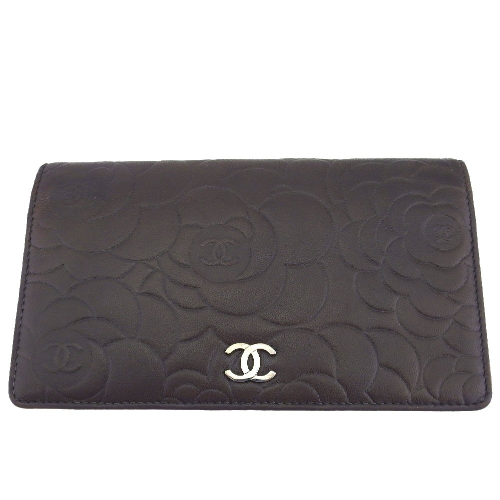 【Fashion Special Fair★24%OFFクーポン】シャネル 長財布 カメリア グレーブラウン×アイボリー レディース 中古 CHANEL ブランド ハイブランド ヴィンテージ