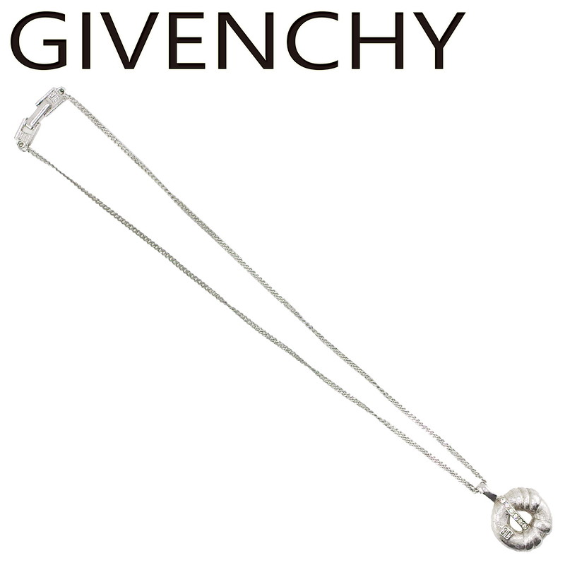【お買い物マラソン★30％OFFクーポン】ジバンシィ GIVENCHY ネックレス 4Gロゴ ラインストーン付き シルバー レディース 中古 ブランド ハイブランド ヴィンテージ｜ブランドデポ