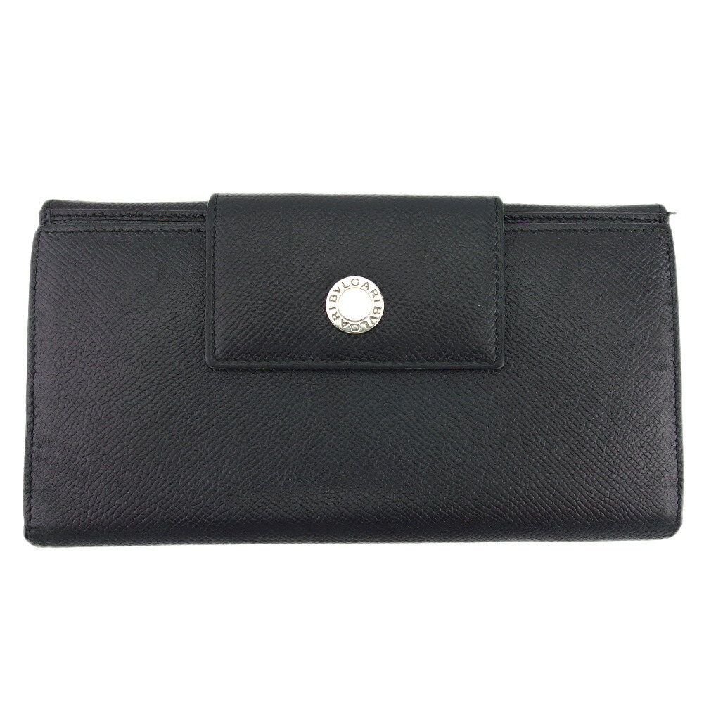 【決算前SALE★50％OFFクーポン】ブルガリ 長財布 クラシコ ロゴボタン ブラック メンズ 中古 BVLGARI ブランド ハイブランド ヴィンテージ
