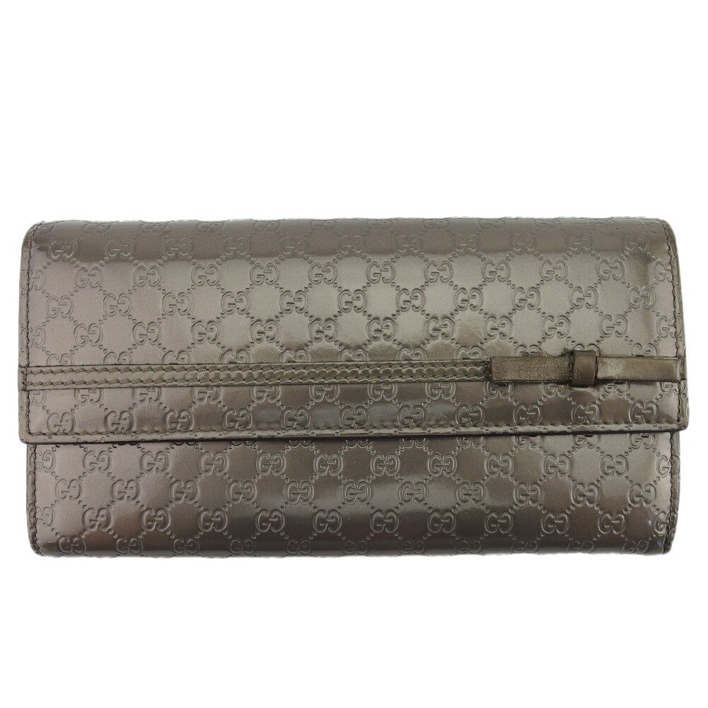 【百貨店SALE★最大限度50％OFF】グッチ 長紙入れ シャイニーマイクログッチシマ ブロンズ メンズ 中古 GUCCI ブランド名 ご機嫌ブランド名 ヴィンテージ