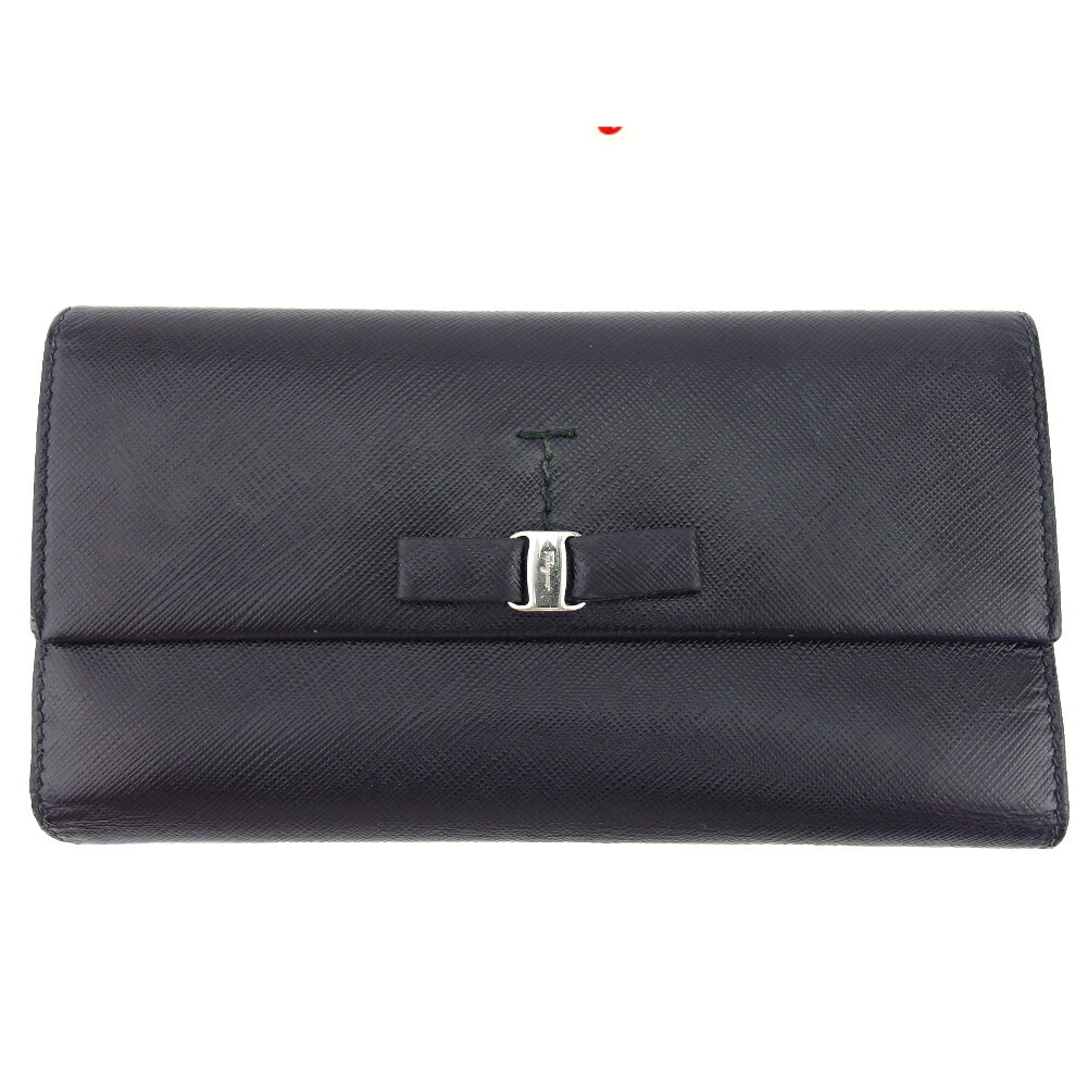 【百貨店SALE★最大限度50％OFF】サルヴァトーレフェラガモ 長紙入れ ヴァラリボン 黒いこと レディース 中古 Salvatore Ferragamo ブランド名 ご機嫌ブランド名 ヴィンテージ