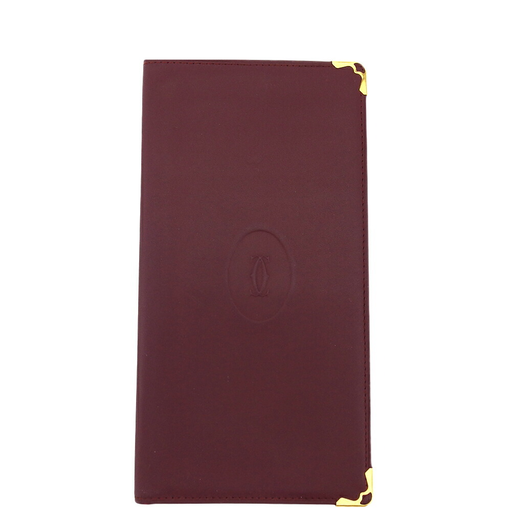 【土日BIG SALE★27％OFF引き換え証】カルティエ 紙入れ 帆柱生産ライン ボルドーワイン レディース 中古 CARTIER ブランド名 ご機嫌ブランド名 ヴィンテージ