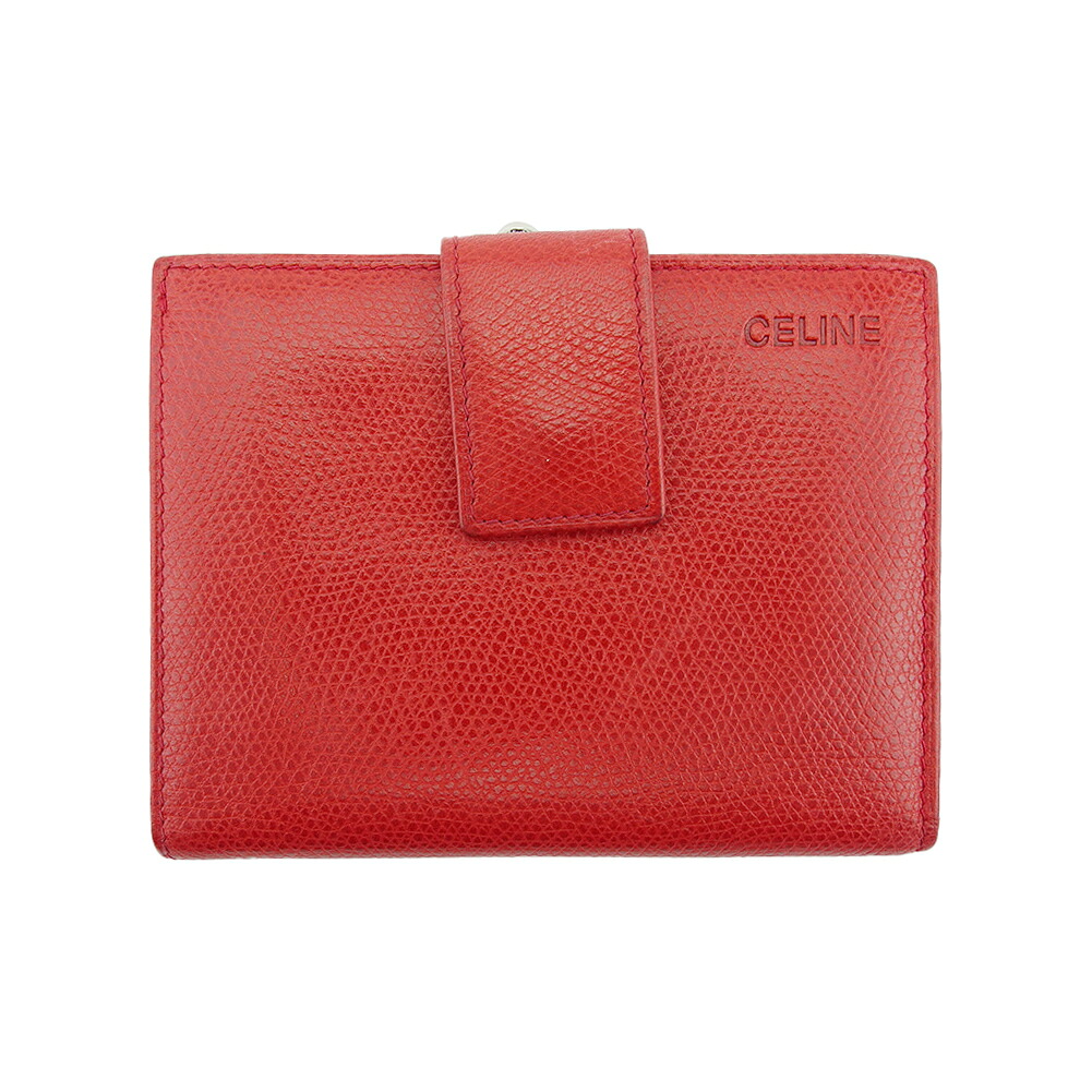 【雨季得SALE★21％OFF引き換え証】セリーヌ 二つ折り札入れ 赤いこと×ゴールド レディース 中古 CELINE ブランド名 御機嫌ブランド名 ヴィンテージ