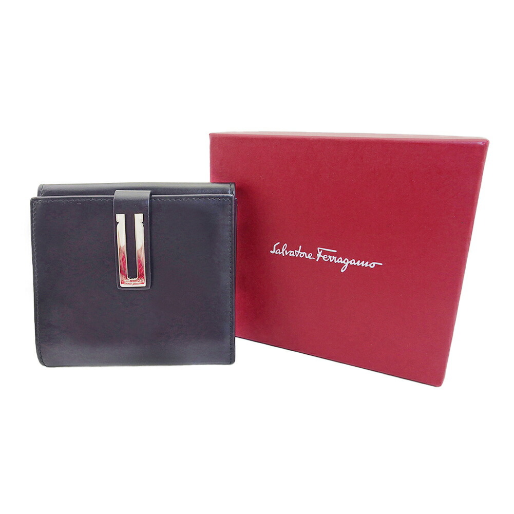 【雨季得SALE★21％OFF引き換え証】サルヴァトーレフェラガモ 二つ折り札入れ NERO レディース 中古 Salvatore Ferragamo ブランド名 御機嫌ブランド名 ヴィンテージ