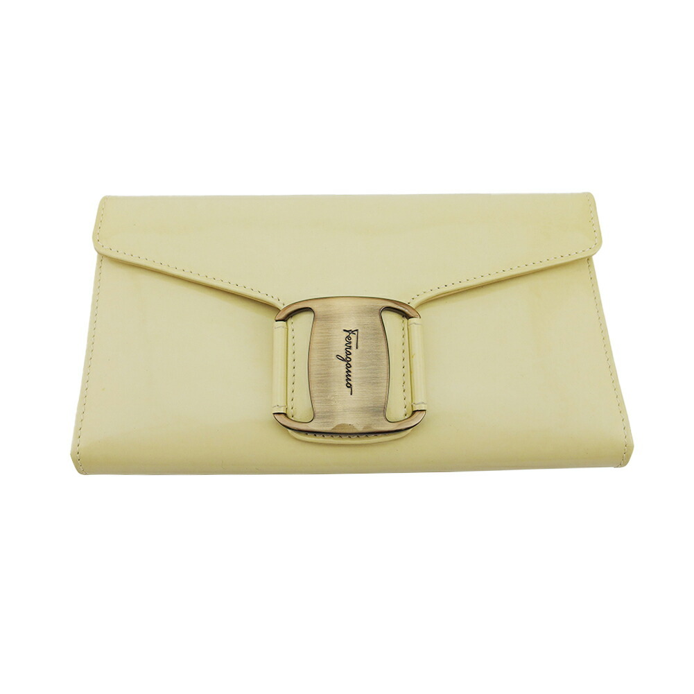 【新生活応援★29％OFFクーポン】サルヴァトーレフェラガモ 長財布 ヴァラ ベージュ レディース 中古 Salvatore Ferragamo ブランド ハイブランド ヴィンテージ