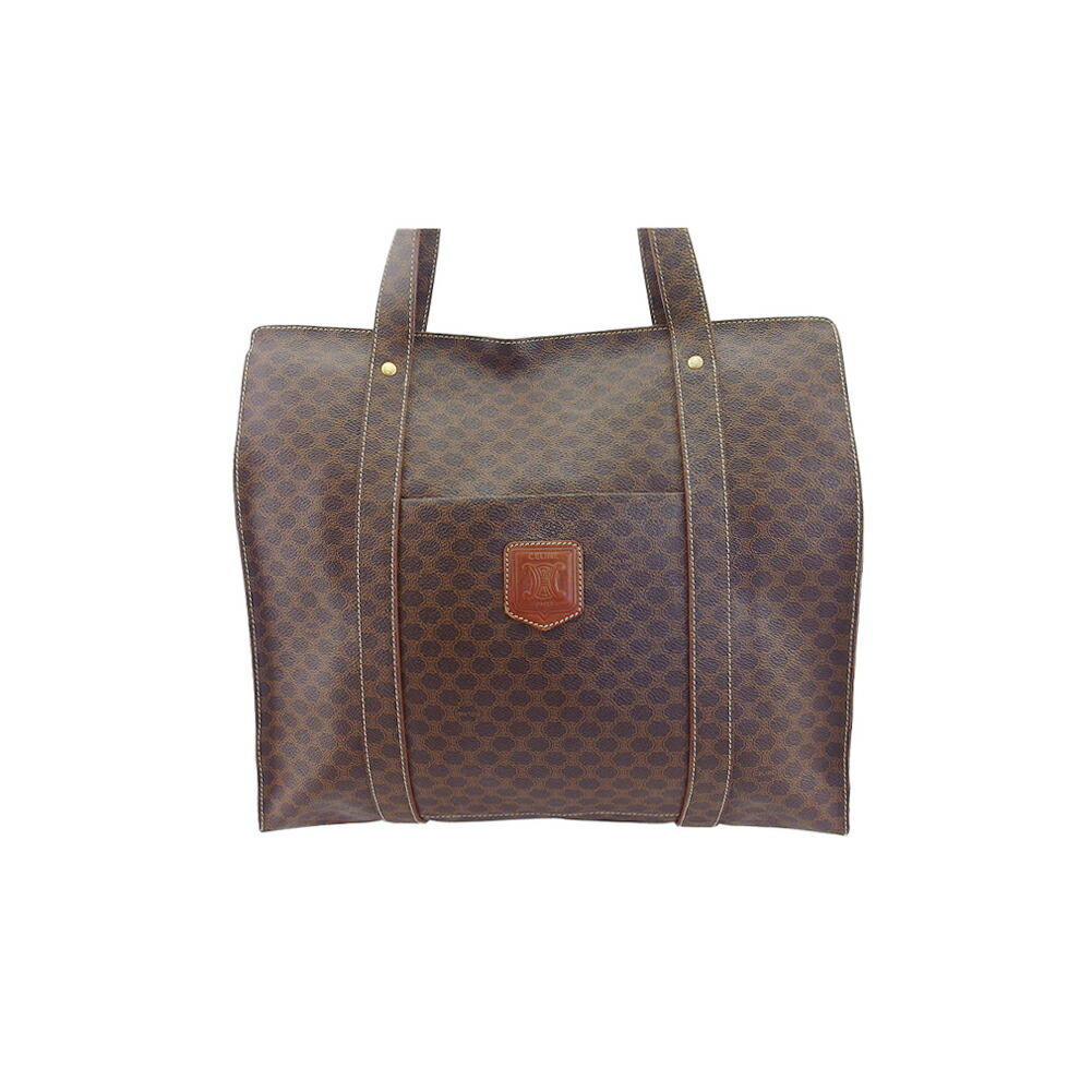【Fashion Special Fair★24％OFFクーポン】セリーヌ ショルダーバッグ マカダム（ブラウン×ベージュ） ブラウン レディース 中古 CELINE ブランド ハイブランド ヴィンテージ