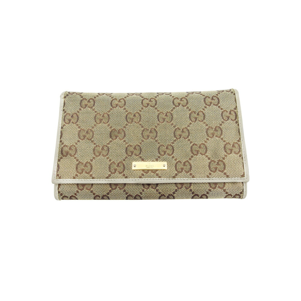 【Fashion Special Fair★24％OFFクーポン】グッチ 二つ折り財布 GG柄 ベージュ レディース 中古 GUCCI ブランド ハイブランド ヴィンテージ