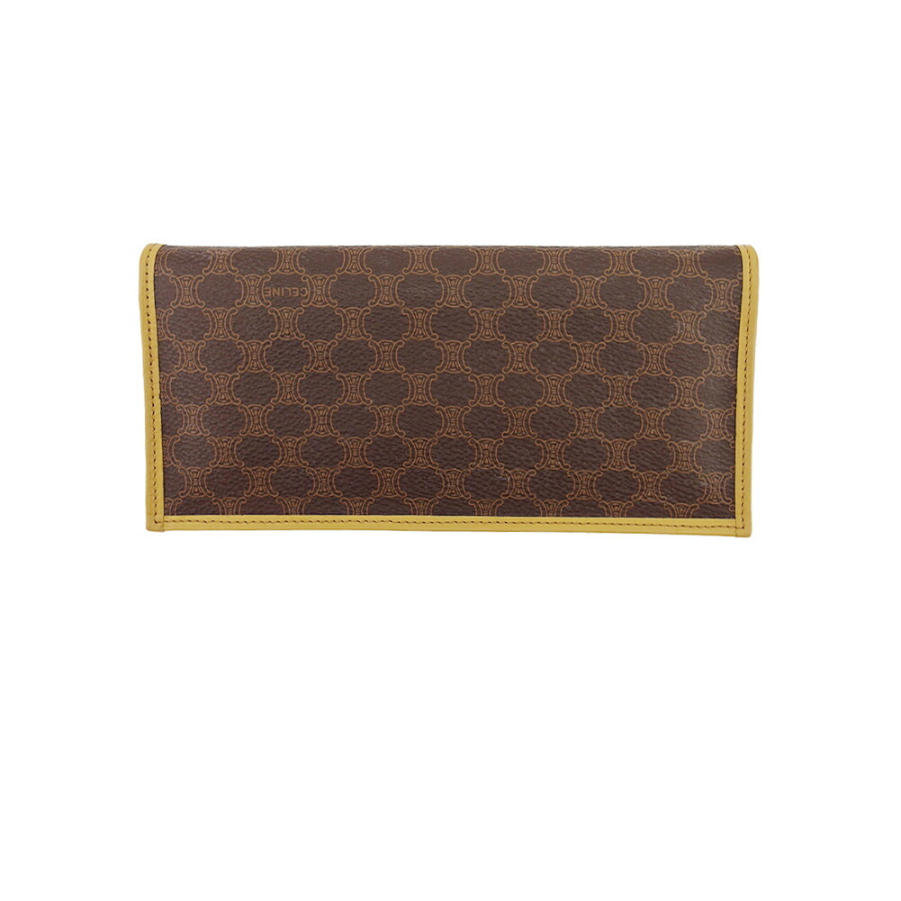 【土日BIG SALE★27％OFF引き換え証】セリーヌ 長紙入れ マカダム 赤銅色 ベージュ レディース 中古 CELINE ブランド名 ご機嫌ブランド名 ヴィンテージ