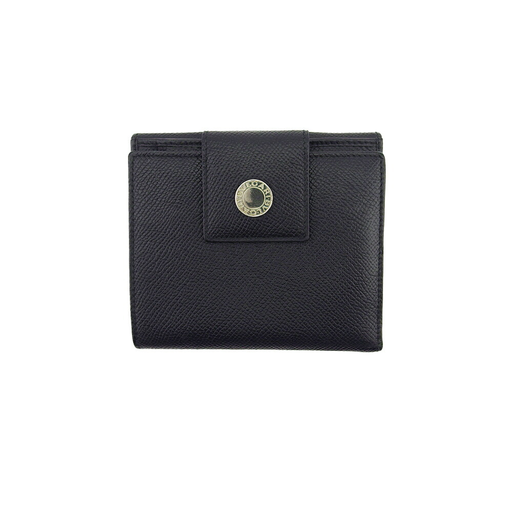 【お買い物マラソン★30％OFFクーポン】ブルガリ 二つ折り財布 ブラック　シルバー メンズ 中古 BVLGARI ブランド ハイブランド ヴィンテージ｜ブランドデポ