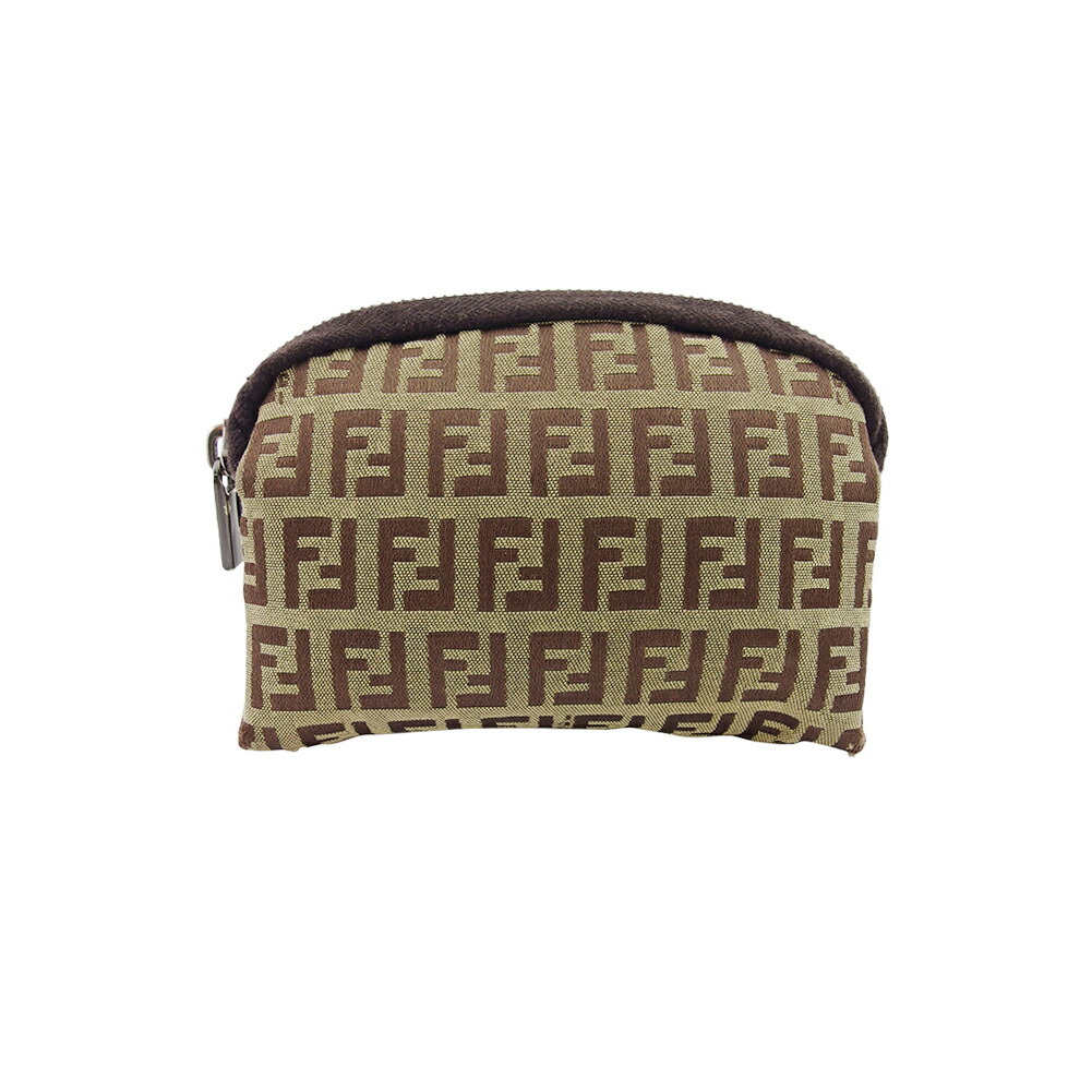 【Fashion Special Fair★24％OFFクーポン】フェンディ 化粧ポーチ ズッカ ブラウン　ベージュ レディース 中古 FENDI ブランド ハイブランド ヴィンテージ