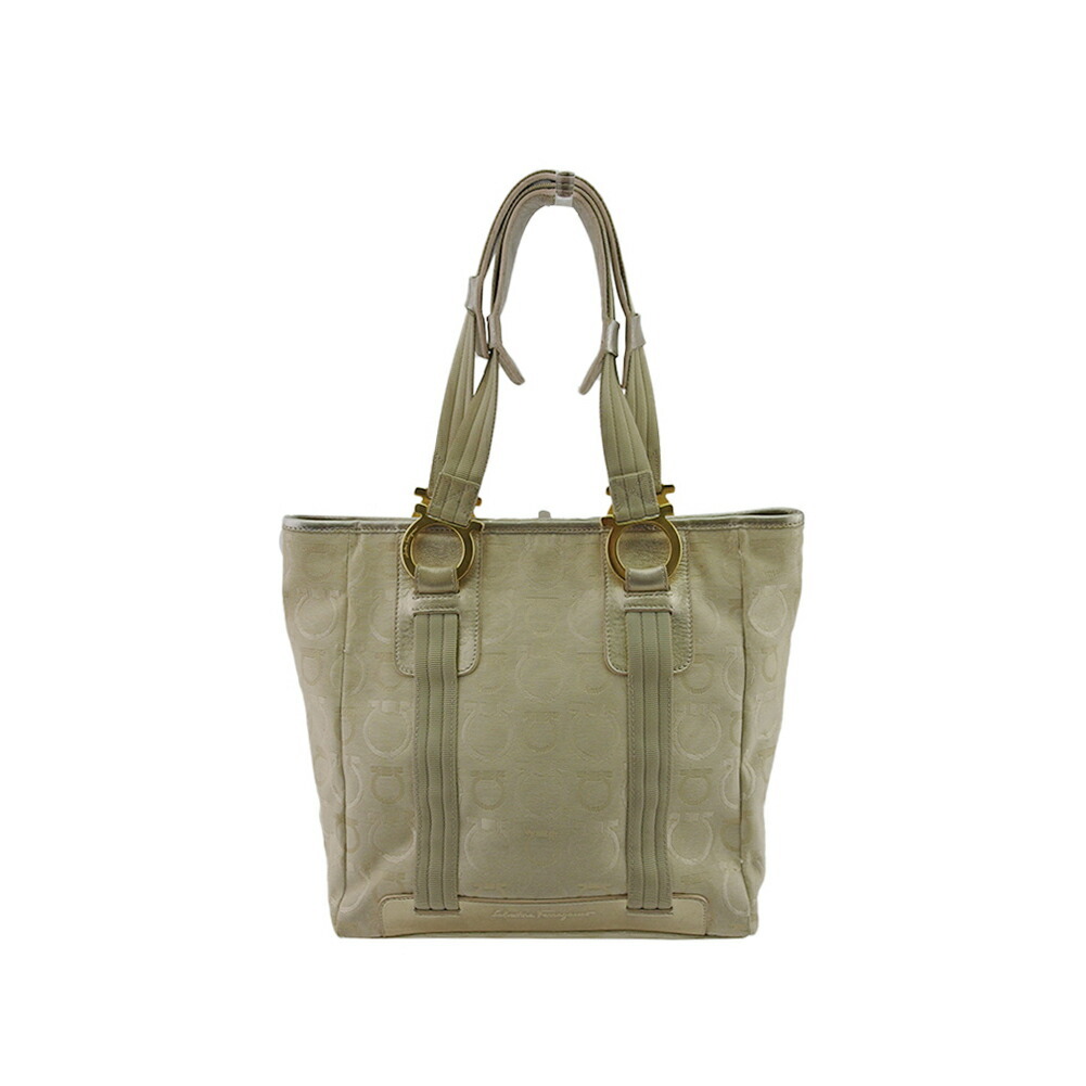 【Fashion Special Fair★29％OFFクーポン】サルヴァトーレフェラガモ トートバッグ ガンチーニ ベージュ ゴールド レディース 中古 Salvatore Ferragamo ブランド ハイブランド ヴィンテージ