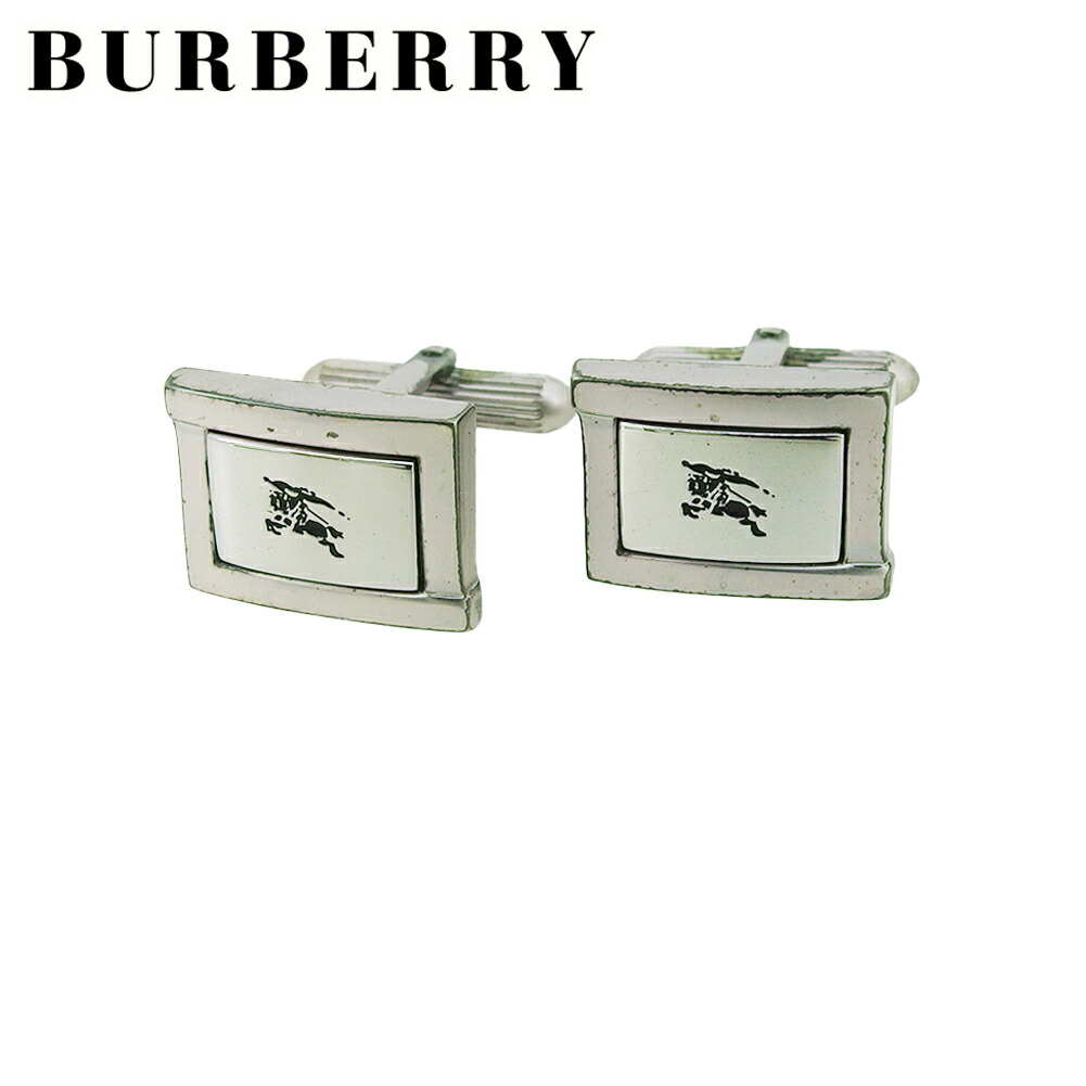 BURBERRY 美品 カフス & 箱 美品✨バーバリー カフリンクス カフス 高級感 シルバー