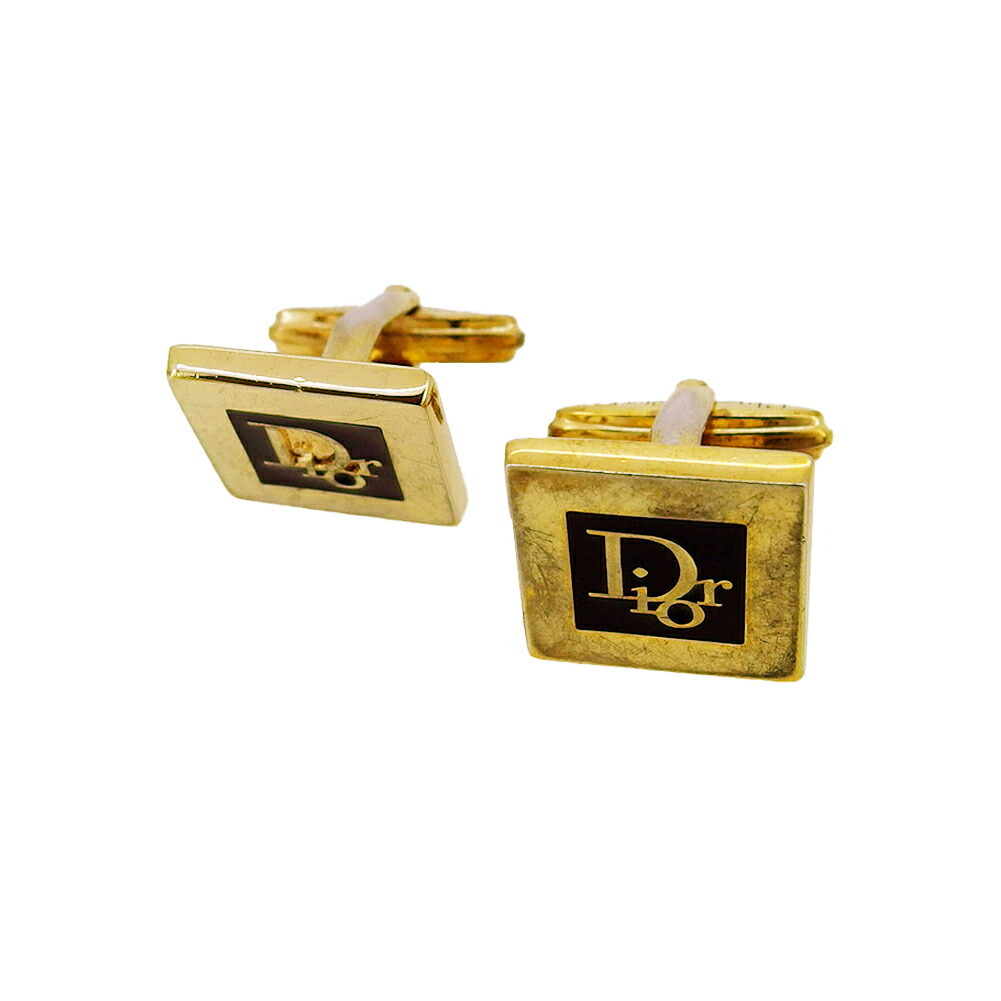 【百貨店SALE★最大限度50％OFF】クリスチャンディオール 折り返し ロゴタイプ スウィヴル式 ゴールド 黒いこと レディース 中古 Dior ブランド名 御機嫌ブランド名 ヴィンテージ