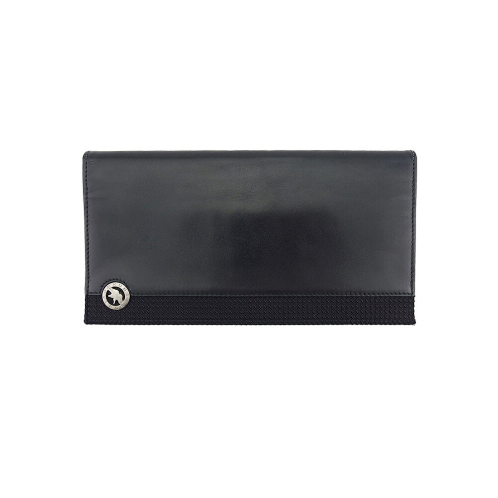 【お買い物マラソン★30％OFFクーポン】ハンティングワールド 札入れ ロゴプレート エレファントマーク ブラック シルバー レディース 中古 HUNTING WORLD ブランド ハイブランド ヴィンテージ