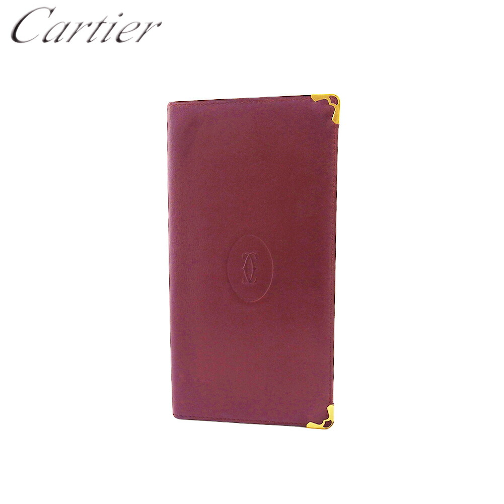 【お買い物マラソン★30％OFFクーポン】カルティエ CARTIER 札入れ マストライン ボルドー ゴールド メンズ 中古 ブランド ハイブランド ヴィンテージ｜ブランドデポ