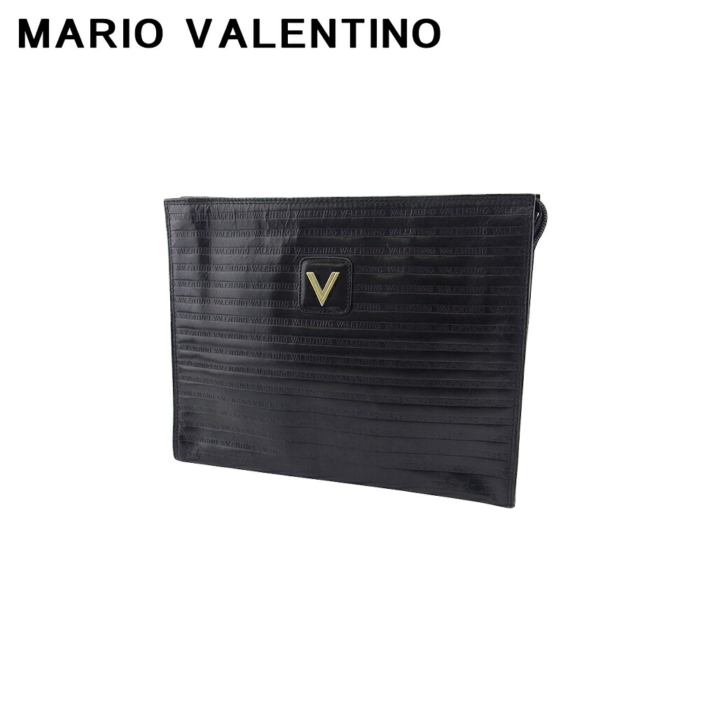 【お買い物マラソン★30％OFFクーポン】マリオ・ヴァレンティノ MARIO VALENTINO クラッチバッグ ブラック　ゴールド メンズ 中古 ブランド ハイブランド ヴィンテージ