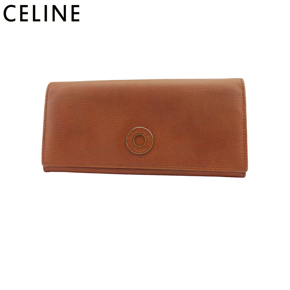 【お買い物マラソン★30％OFFクーポン】セリーヌ CELINE 長財布 ブラウン　ゴールド メンズ 中古 ブランド ハイブランド ヴィンテージ