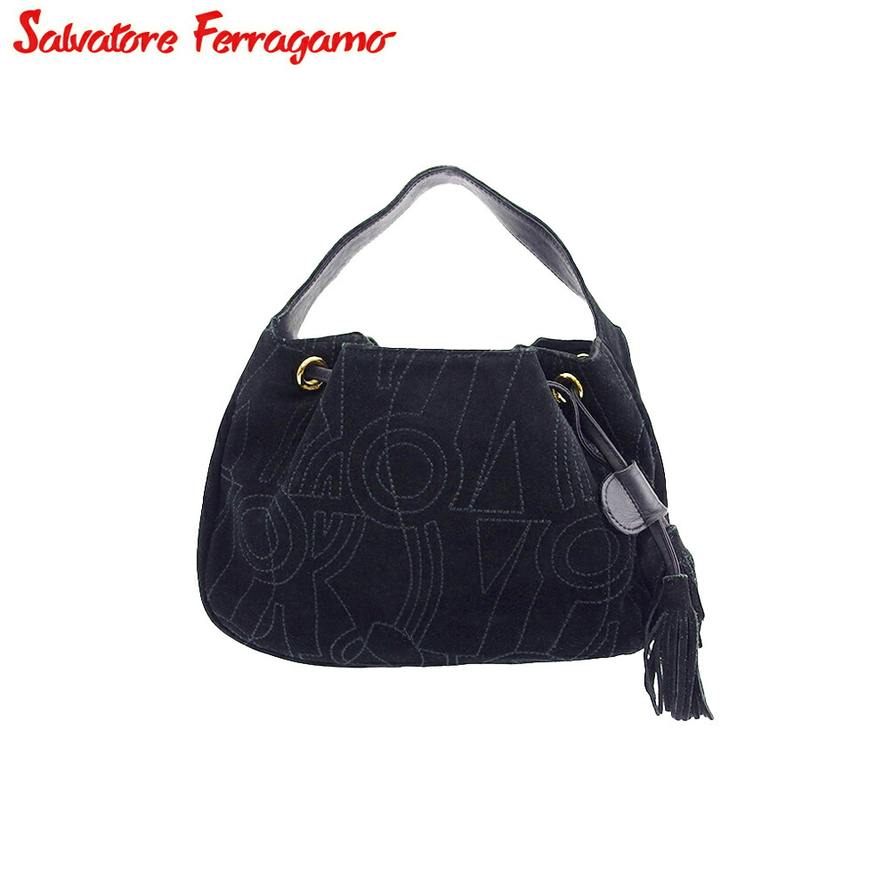 【お買い物マラソン★30%OFFクーポン】サルヴァトーレフェラガモ Salvatore Ferragamo ハンドバッグ ブラック ゴールド メンズ 中古 ブランド ハイブランド ヴィンテージ|ブランドデポ